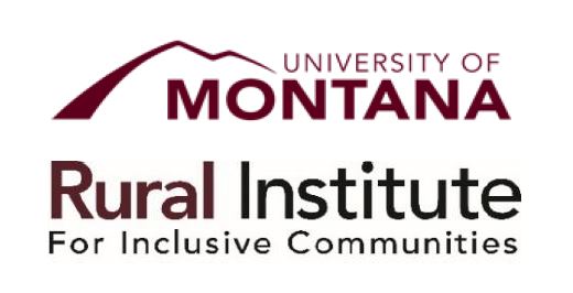Logos for the University of Montana and Rural Institute for Inclusive Communities