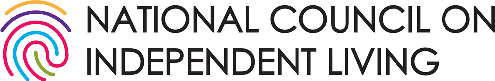 National Council on Independent Living logo. Colorful lines swirling around each other.