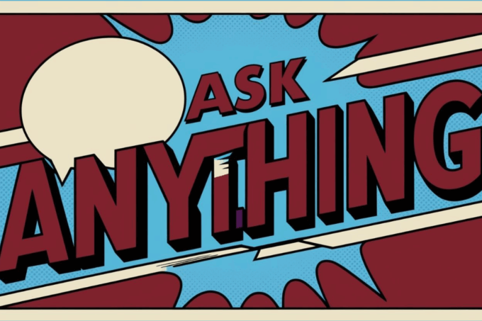 Graphic burst with Ask Anything written in the middle