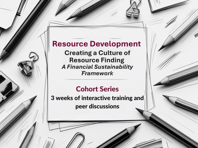 The title of the cohort with a graphic sketch of pencils and office supplies around it.