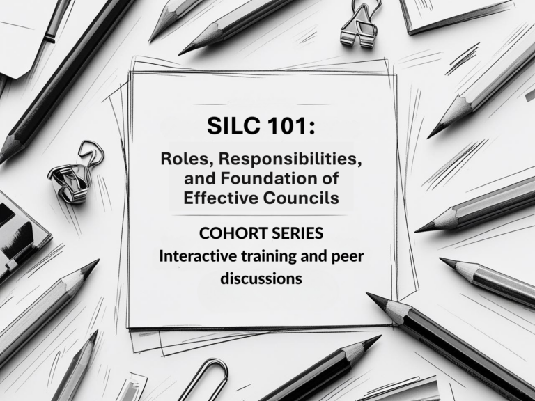 The title of the cohort with a graphic sketch of pencils and office supplies around it.